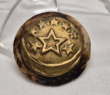 Vintage Antique Brass Star Crescent Moon Button Round 1