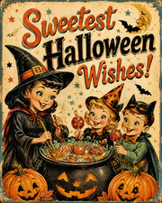 Halloween Sweetest Wishes | Vintage Holiday Wall Decor 8x10 24x30 picture