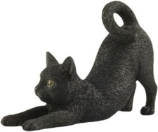 3 inch Black Cat Stretching Hand Painted Figurine Cat Lover Gifts picture