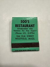 Soo's Restaraunt Westfield MA Matches Vtg Advertising Matchbook picture