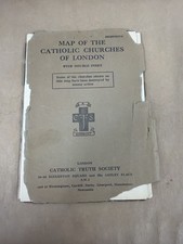Vintage London Catholic Churches Map WWII Era Catholic Truth Society  picture