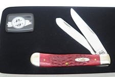 2000 Case XX 6254 Trapper Red Jigged Bone Handle Folding Pocket Knife NOS picture
