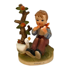 Vintage Erich Stauffer Porcelain Figurine - Boy and Duck Apple Tree picture