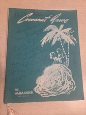 1956 Vintage Cocoanut Grove Menu Signed Mary Pickford Buddy Rogers Irene Coleman picture