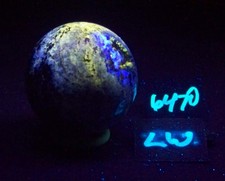 Fluorescent Fluorite-Plume Fluorite-Cerussite-Galena 54mm Sphere/UV Display 6470 picture