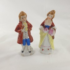 Vintage Japan Miniature Porcelain Colonial Couple Figurines Set Romantic Decor picture