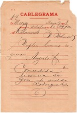 1908 Cablegram from Mexico to El Salvador picture