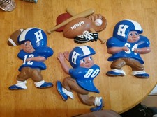 Vitange Lot Of 3 Football Players Wall Plaques Hoda 1980 #6581 Sport Decor plus+ picture