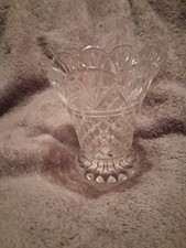 Vintage Crystal Vase Cut Glass Pineapple Fan 5