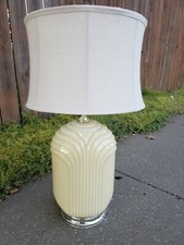 1980s Art Deco Revival Draped Glass Table Lamp Contemporary Cottage picture