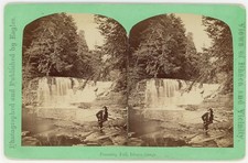 NEW YORK STEREOVIEW - Ithaca Gorge - Foaming Fall - JD Eagles 1880s picture