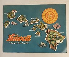 United Airlines VTG 1970s Hawaii Inflight Menu Mod Pop Art Mid Century Travel  picture