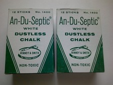 Vintage Binney & Smith An-Du-Septic White Dustless Chalk No. 1400   2 Boxes picture