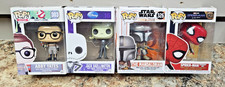 Lot Of 4 Funko Pops Spiderman, The Mandalorian,  Jack Skellington & Abby Yates picture