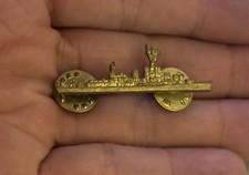 Vintage US Navy Battleship Gold Tone Pin* picture