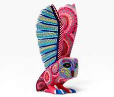 Hand Carved Wooden Owl Alebrije Mexican Folk Art Colorful Handmade Oaxaca picture