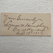 Vintage 1891 Lyman U. Humphrey Gov Of Kansas Signed Autograph Card USA picture