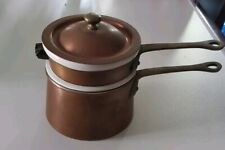 Vintage French Copper Brass Bazar Francais NY 666 Double Boiler picture