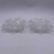 Indiana Glass Diamond Point Trinket Dish Set Ruffle Scallop Candy Jewelry Two picture