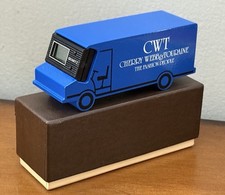 VTG Heavy Metal Clock Paperweight Cherry Webb & Touraine Store Truck Advertising picture