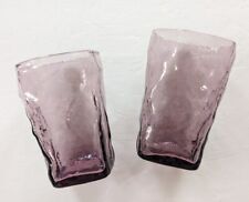 2 Morgantown Seneca Crinkle Tumblers Juice Glass Pair Amethyst Purple Pink 4 1/8 picture