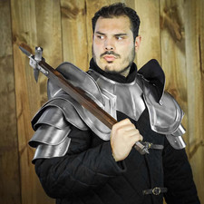 Medieval Steel Pauldrons with Blade Breakers AND Gorget Armor Set- Larp Lady picture