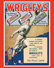 1920's Wrigley's Chewing Gum Vintage Baseball Themed Ad Poster - 8x10 ColorPhoto picture