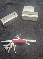 Victorinox SwissChamp Swiss Army Knife 91mm Red Multi Tool Vintage Glass Mag Box picture