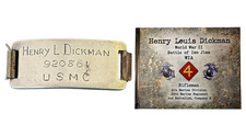 WWII USMC Iwo Jima Rifleman WIA Marine Named ID Bracelet + Illustrated Hardcover picture