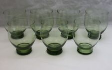Vintage Large Footed Green Drinking Glasses Water Goblets Tulip Shaped Set of 7 picture