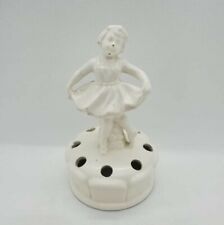 Antique Coronet Flower Frog White Porcelain Dancing Ballerina Girl Germany RARE picture