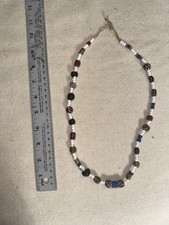 Extremely Fine Antique Trade Bead Necklace Strung On Braintan Cord. Native Made picture