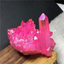 Aura Titanium Pink Rose Quartz Cluster Crystal Energy Stone Geode Reiki Decor picture