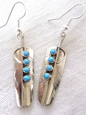 Navajo Chester Charlie Kingman Turquoise Earrings 2.25