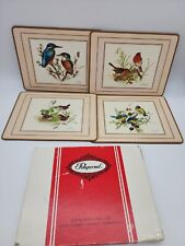 4 Vintage Pimpernel Place Mats cork backed W/Box Made in England European Birds  picture