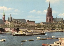 AK, FRANKFURT, MAIN LOT, SHIP, BRIDGE, CATHEDRAL, HOUSES picture