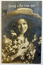 Having a Fine Time Here Antique Photo Postcard, Posted Superior, Wisconsin 1913 picture