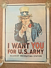 Vintage 1975 US Army Uncle Sam I WANT YOU Recruiting Poster 22x28 GPO Original picture
