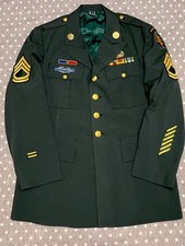 Vintage US Army Service Jacket Class A Men’s 42R Green Button Ribbons Insignia picture