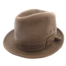Borsalino Folded Hat Brown Suede Logo Embroidery Feather Decoration 54cm (Ages 1 picture