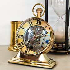 Shiny Brass Trophy Desk Clock Mechanical Vintage Table Top Decorative Gift picture