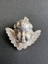 Vintage Sterling Silver Christmas Angel Bust Wings Ornament Pendant by RM TRUSH picture