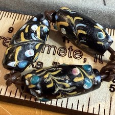 3 Matching Venetian Lampwork Beads (1880’s) African Trade Beads picture