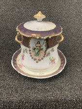 Antique Germany Saxe Altenburg Condensed Milk Container W/Underplate picture