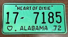 1972 ALABAMA LICENSE PLATE picture