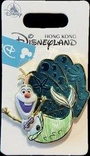 Authentic Hong Kong Disneyland Frozen Olaf Ariel Little Mermaid Seashell Pin picture