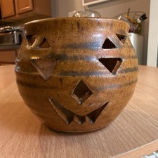 Jack-o'-lantern Westwind Studio Pottery Candle Holder VTG Pumpkin picture