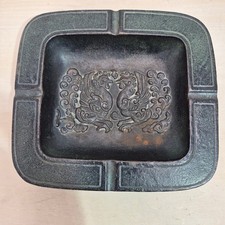 Vintage Japanese Cast Iron Phoenix Ashtray Square Heavy Metal Made in Japan picture