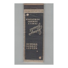 1920s-1930s Universal Match Matchbook Cover Newark, NJ Sunday Ledger picture