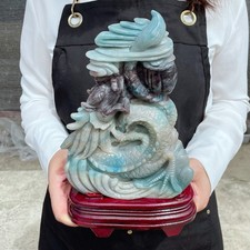 4.65LB Natural Trolleite Quartz Crystal Carved Dragon Sculpture Reiki Gift C3060 picture